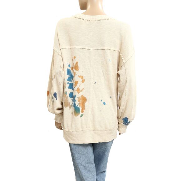 Anthropologie Tie Dye Bleach Washed Crew Neck Sweatshirt Pullover Top S 283692 - Picture 3 of 4